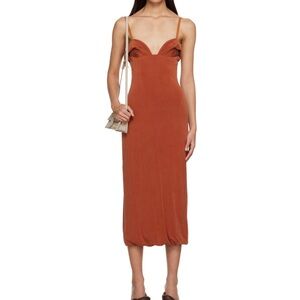 Jacquemus Orange Le Raphia 'La Robe Praia' Midi Dress